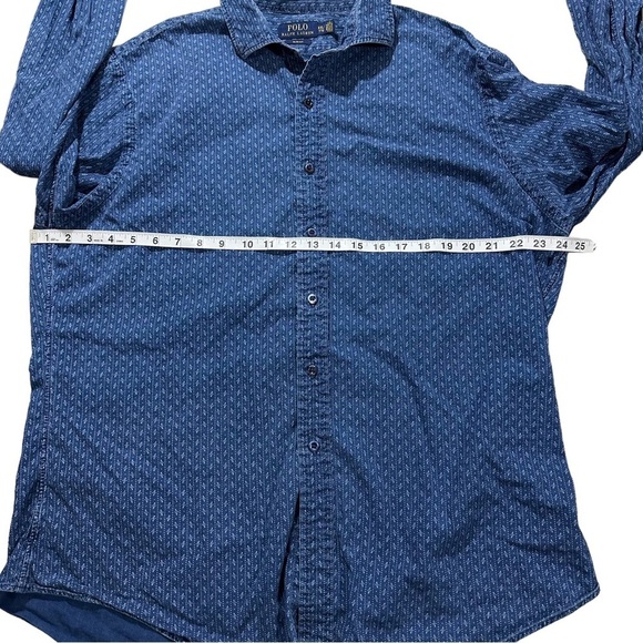 Polo Ralph Lauren Slim Men Blue Geometric Dot Print Long Sleeve Button Up Sz XXL - Picture 10 of 11